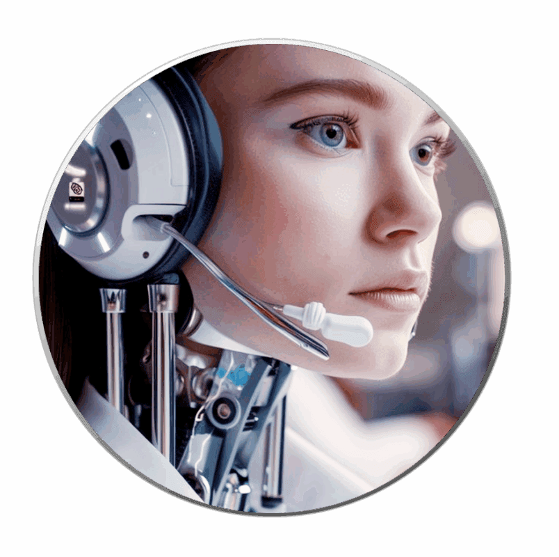 Illustration of a person using an AI voice agent through a headset